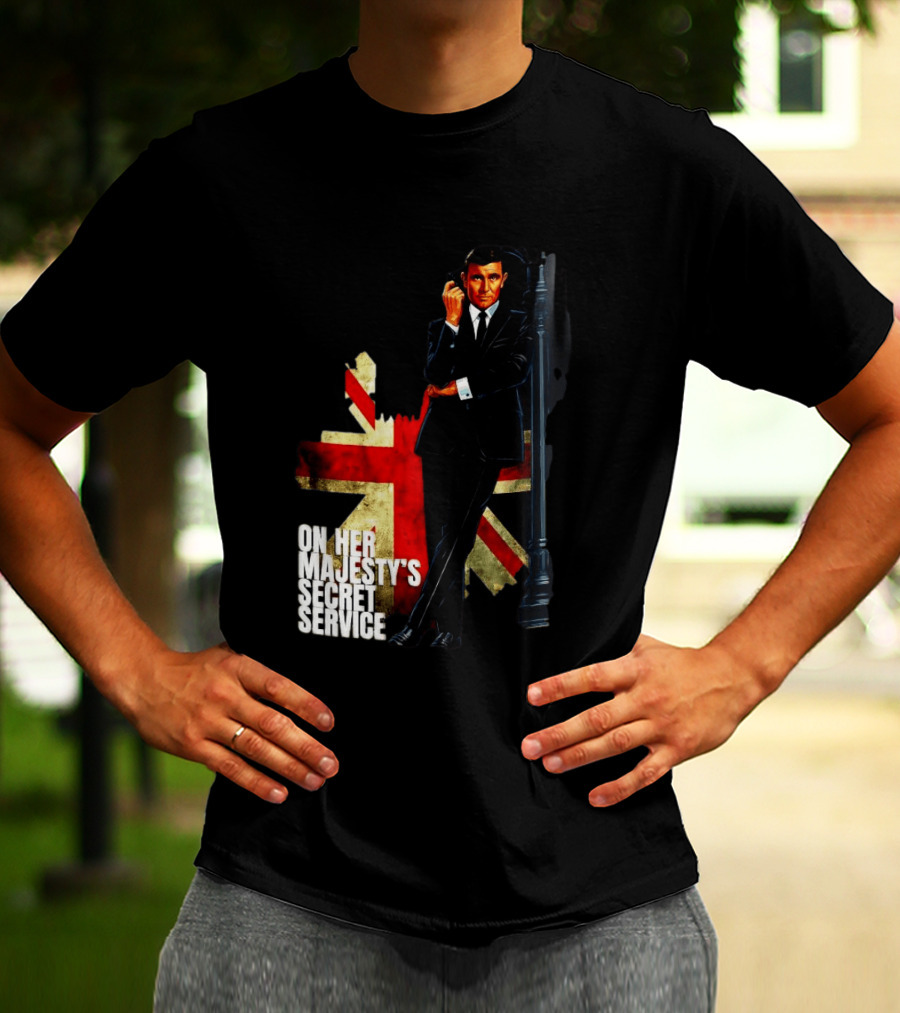 James Bond On Her Majesty's Secret Service British Flag Spy T-Shirt