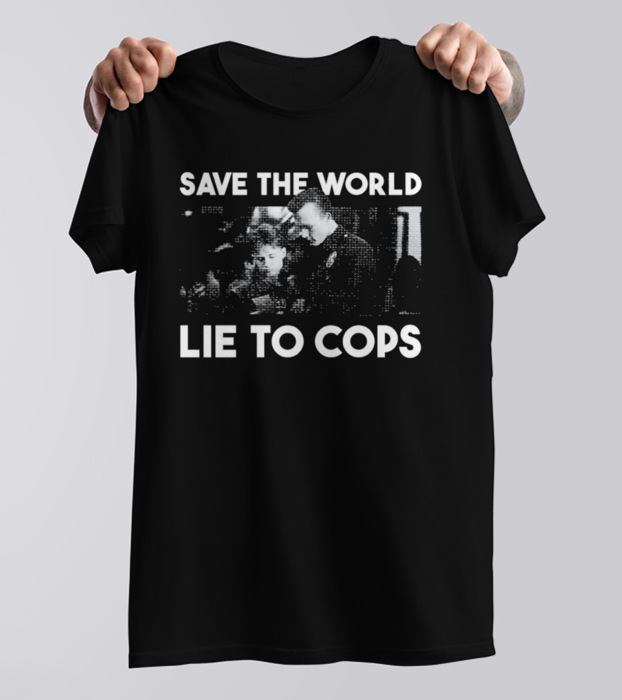 Edward Furlong Robert Patrick Save The World Lie To Cops Halftone T-Shirt