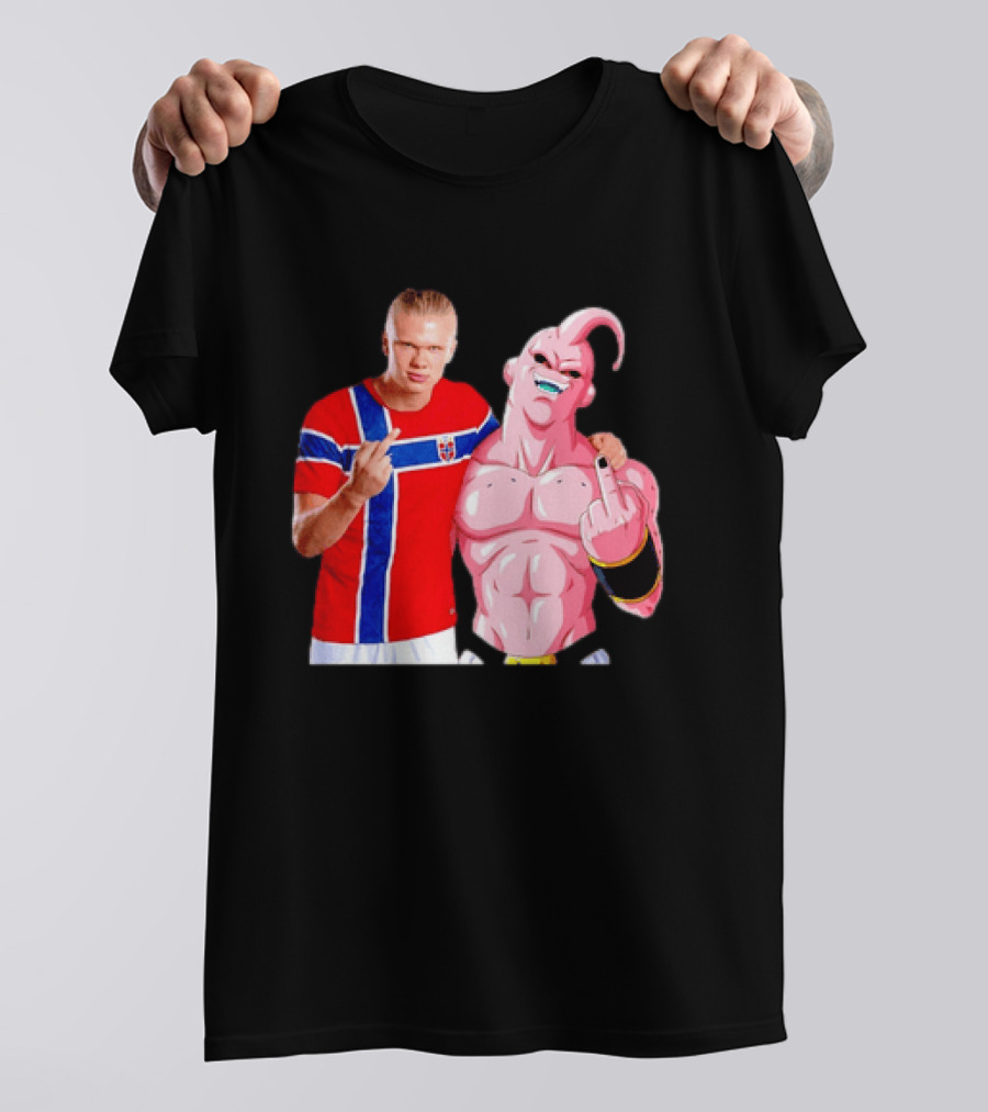 Erling Haaland Norway Majin Buu Middle Finger Cartoon Collaboration T-Shirt