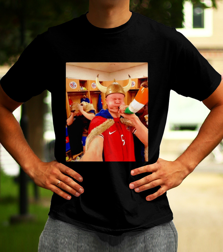 Erling Haaland Norway No 9 Viking Football Celebration Locker Room T-Shirt