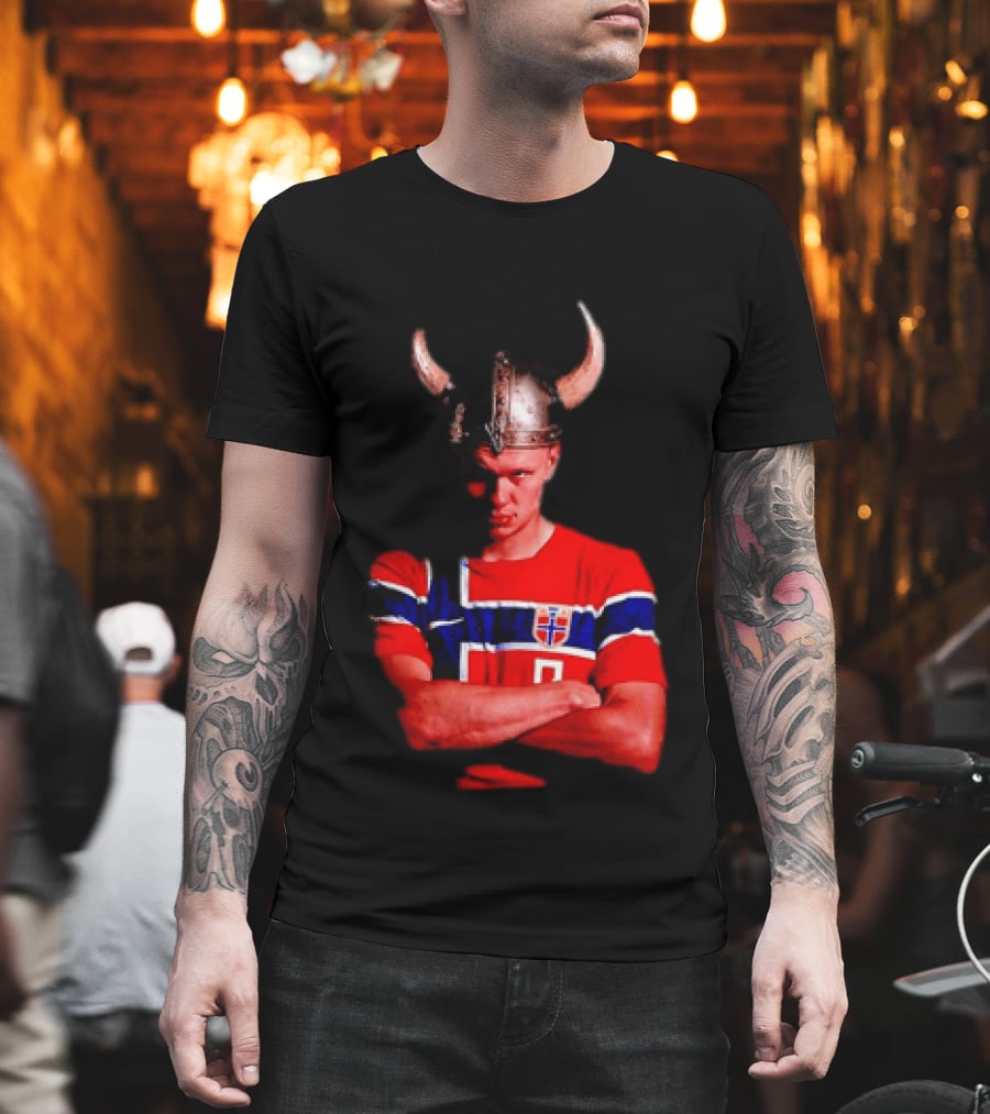 Erling Haaland Norway National Football Team Viking Helmet T-Shirt
