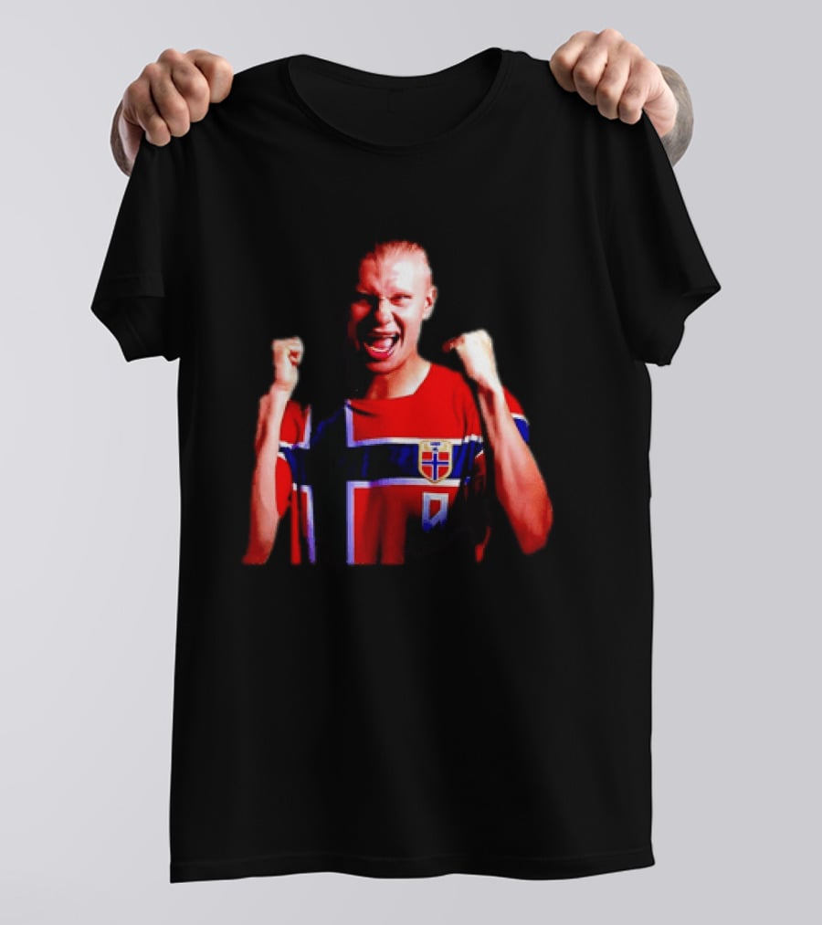 Erling Haaland Norway Football Team Norwegian Flag Iconic Striker Celebration T-Shirt