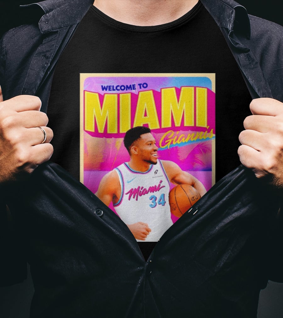 Welcome To Miami Giannis Miami Heat Basketball 34 T-Shirt