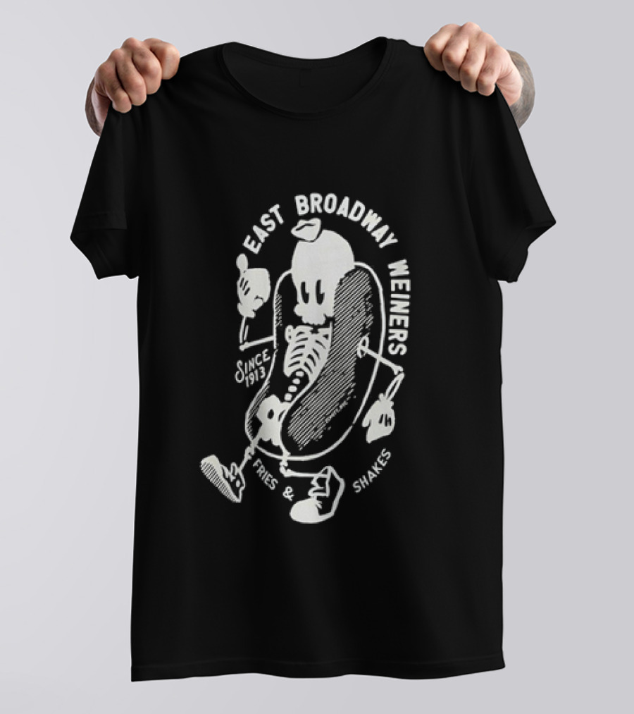 Since 1913 Skeleton Giving Thumbs Up East Broadway Weiners Fries Shakes T-Shirt