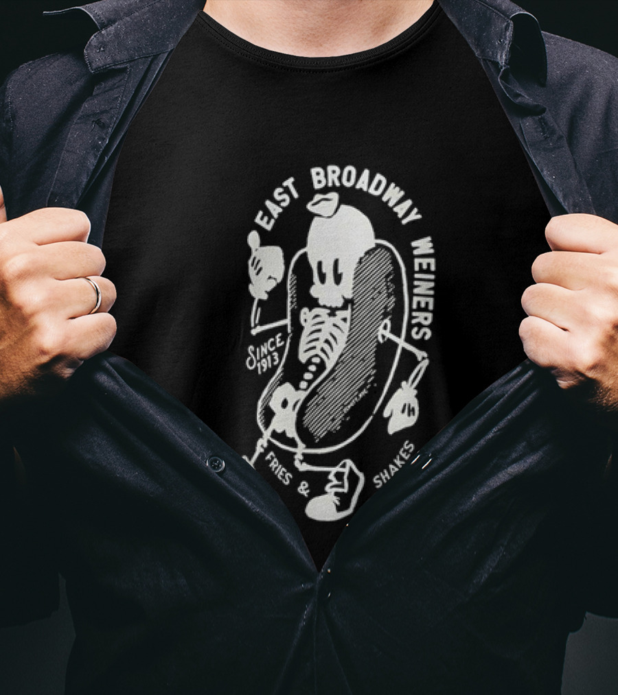Since 1913 Skeleton Giving Thumbs Up East Broadway Weiners Fries Shakes T-Shirt