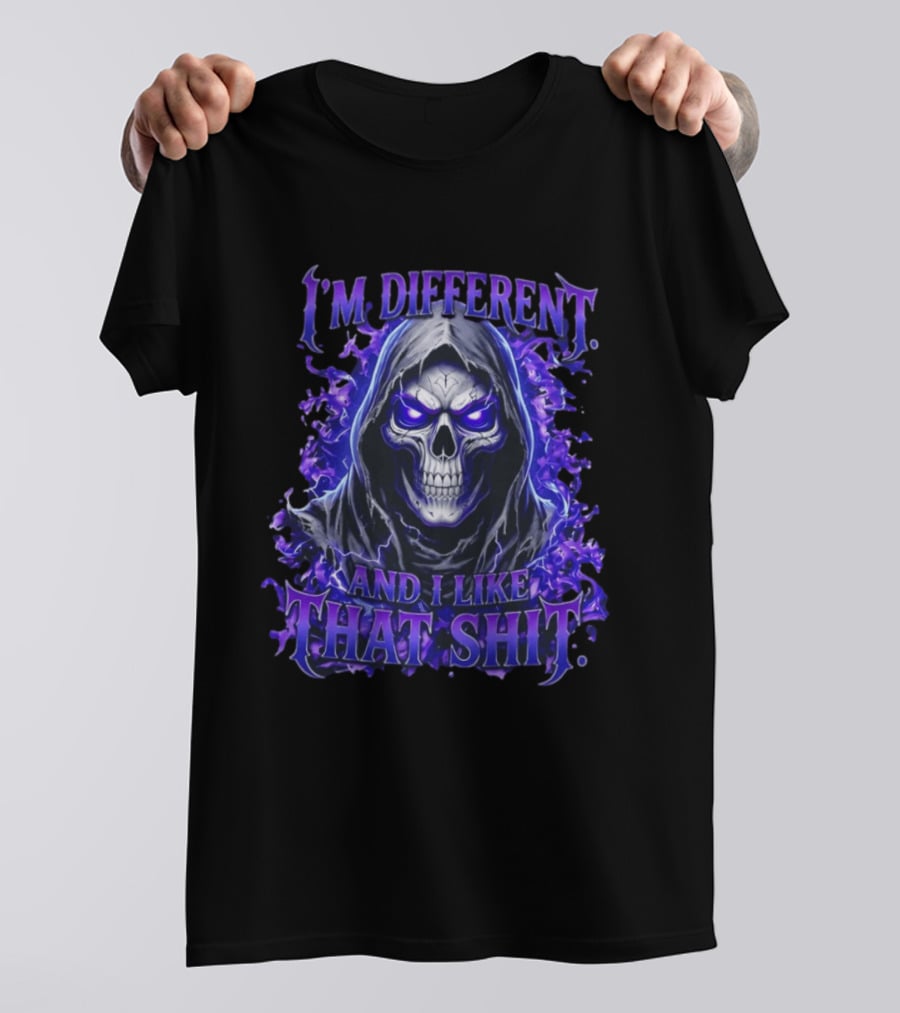 I'm Different Skeleton Hooded Reaper Purple Glow T-Shirt