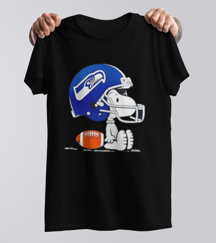 Snoopy Seattle Seahawks Football Helmet Collaboration T-Shirt
