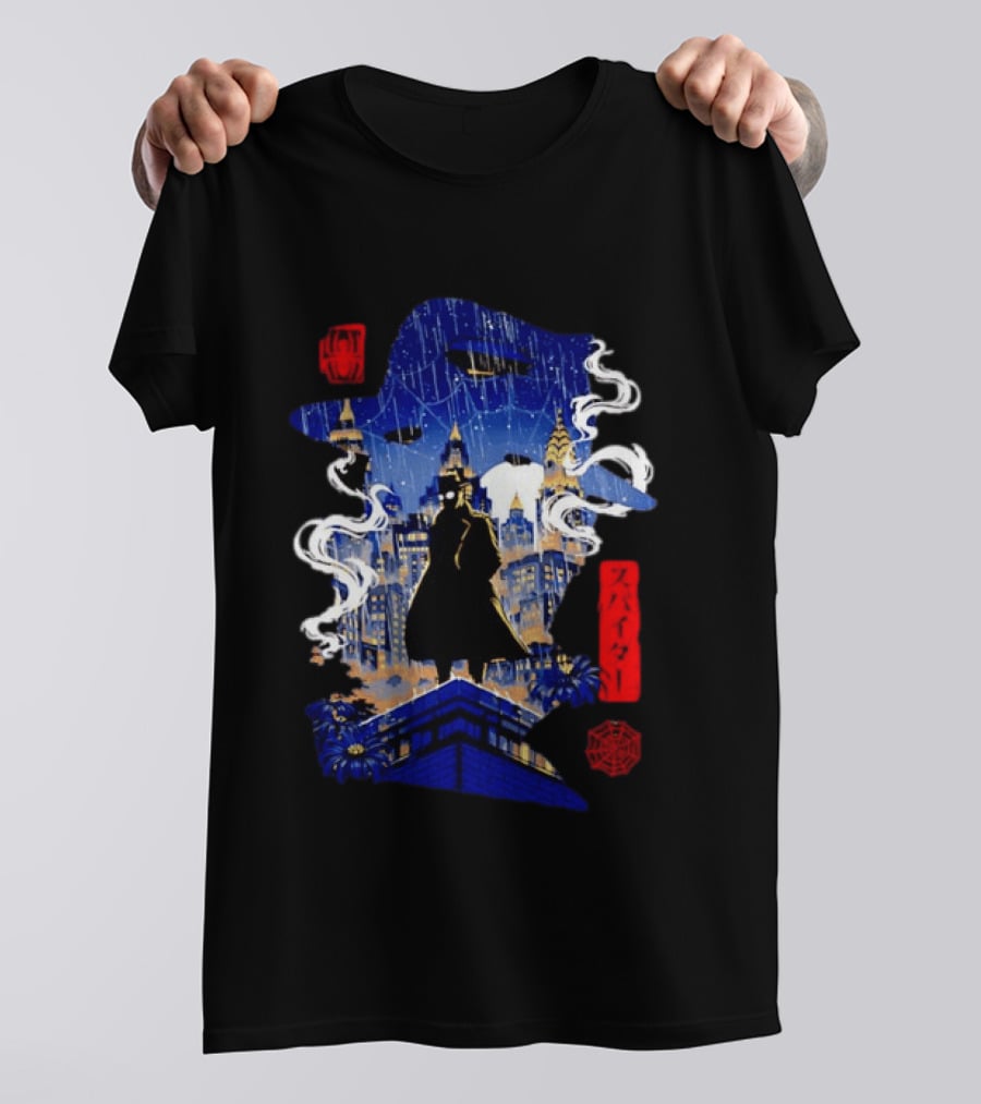 Spider Man Noir Marvel Spider Verse Cityscape Japanese T-Shirt