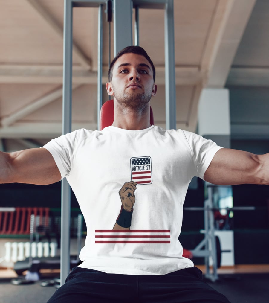 Article 27 USA Hand Constitution American Flag T-Shirt