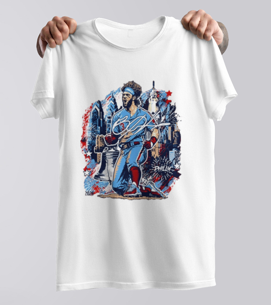 Bryce Harper Philly Skyline Liberty Bell Phillies 2026 All Star Game T-Shirt