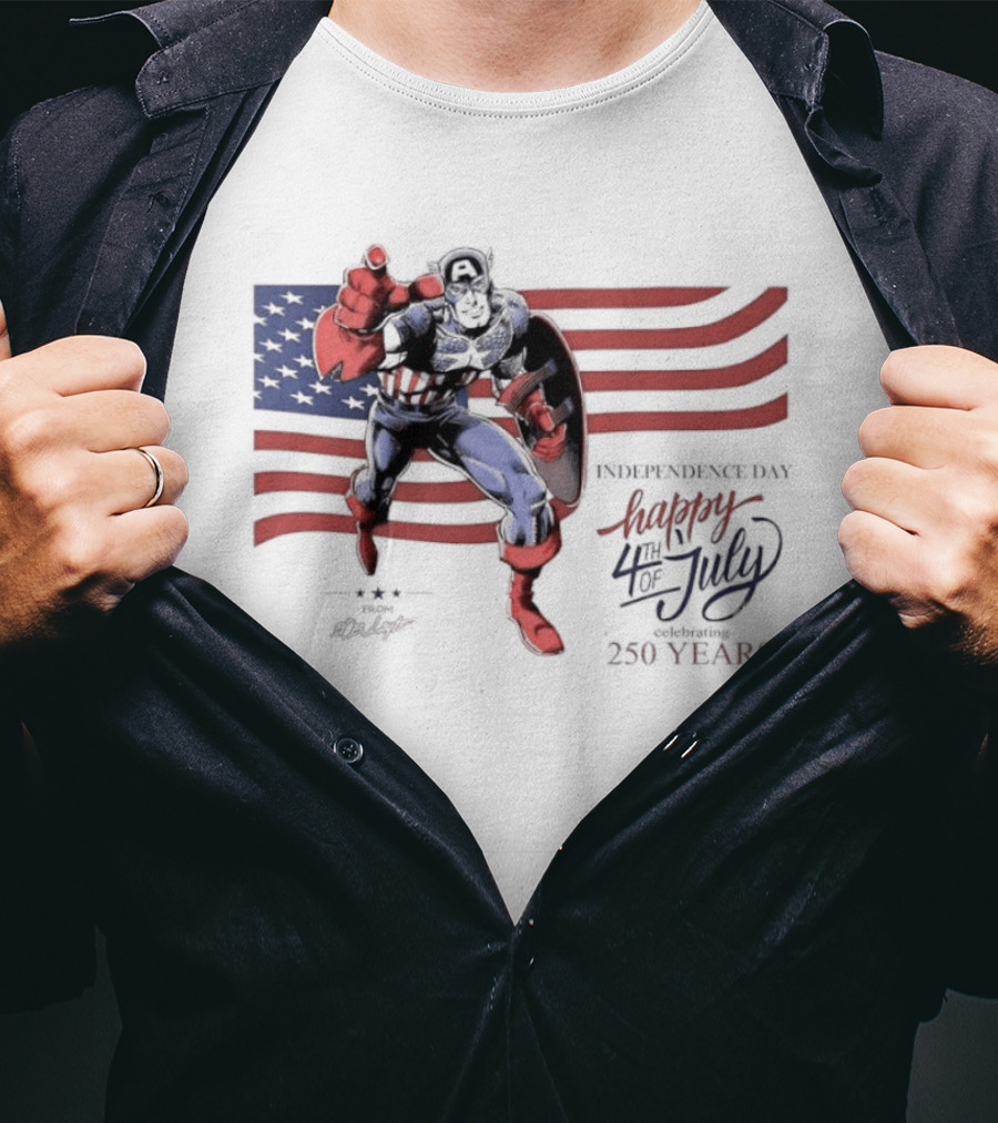 Captain America Marvel Comics Happy 4th Of July Independence Day Celebration T-Shirt