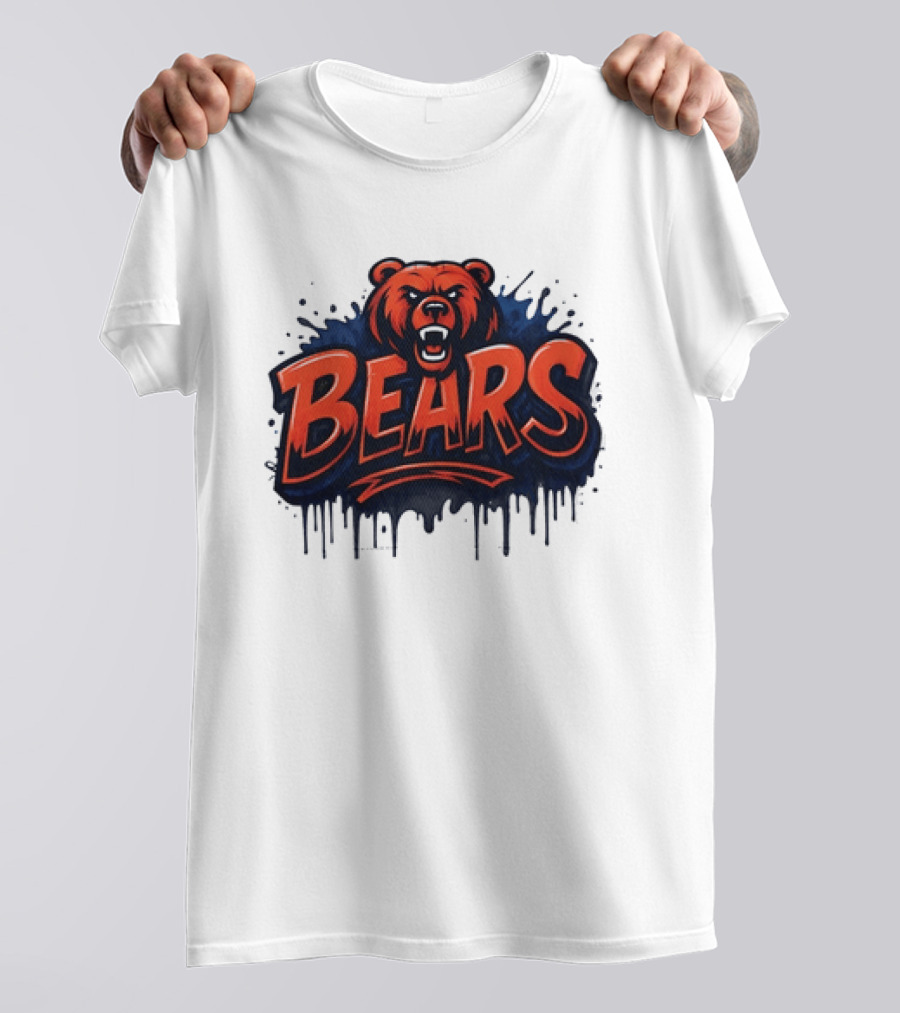 Chicago Bears Graffiti Style Vintage Bold Text Bear Head T-Shirt