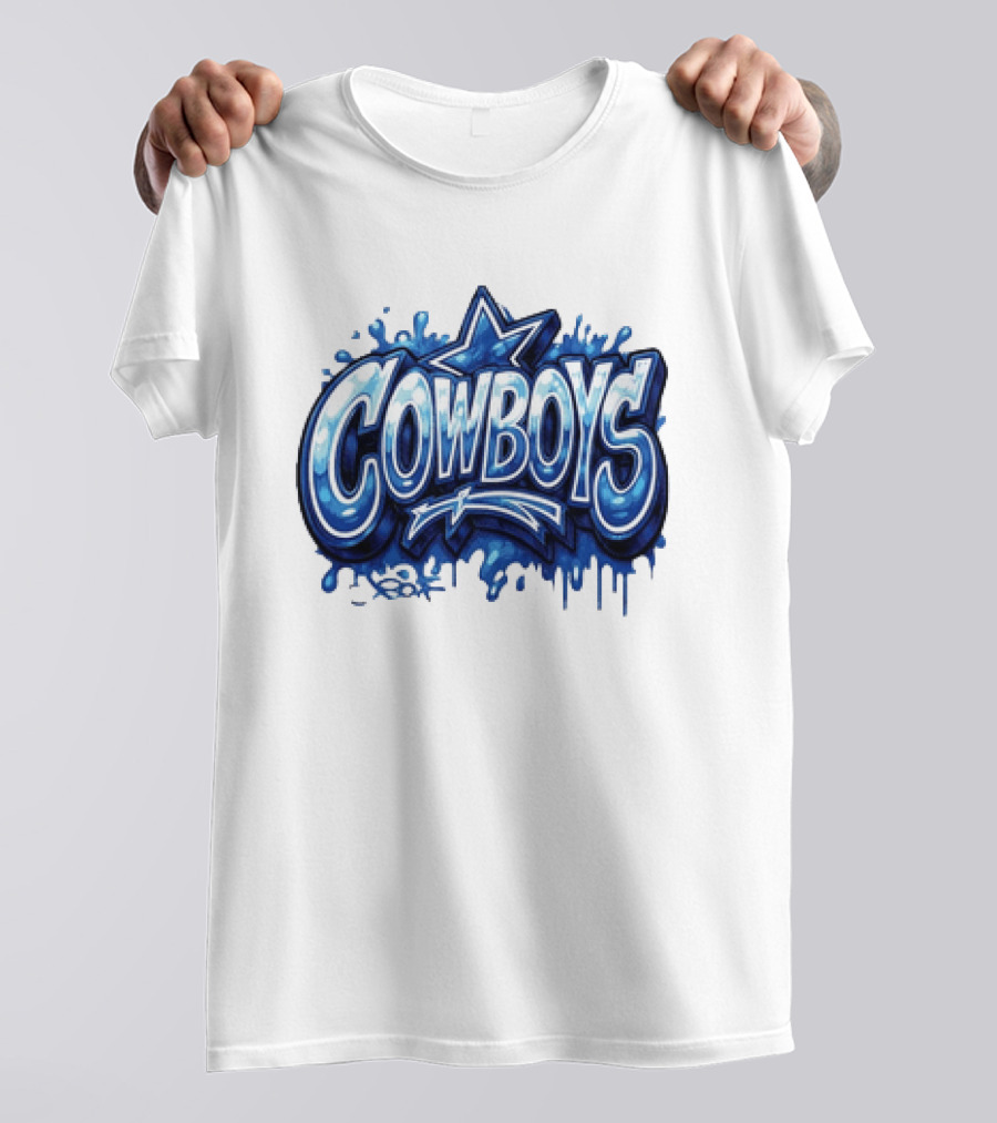 Dallas Cowboys Graffiti Style With Star And Blue Drips T-Shirt