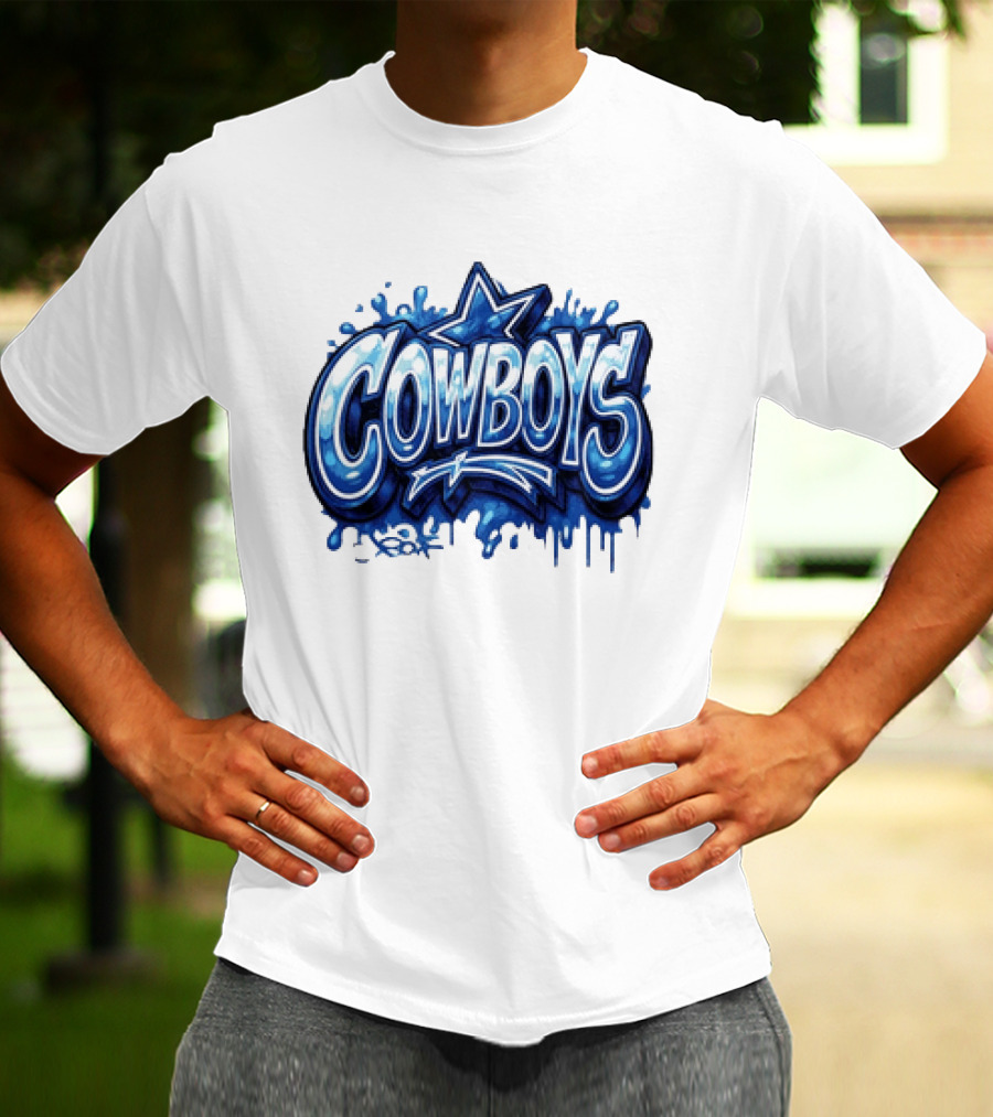 Dallas Cowboys Graffiti Style With Star And Blue Drips T-Shirt