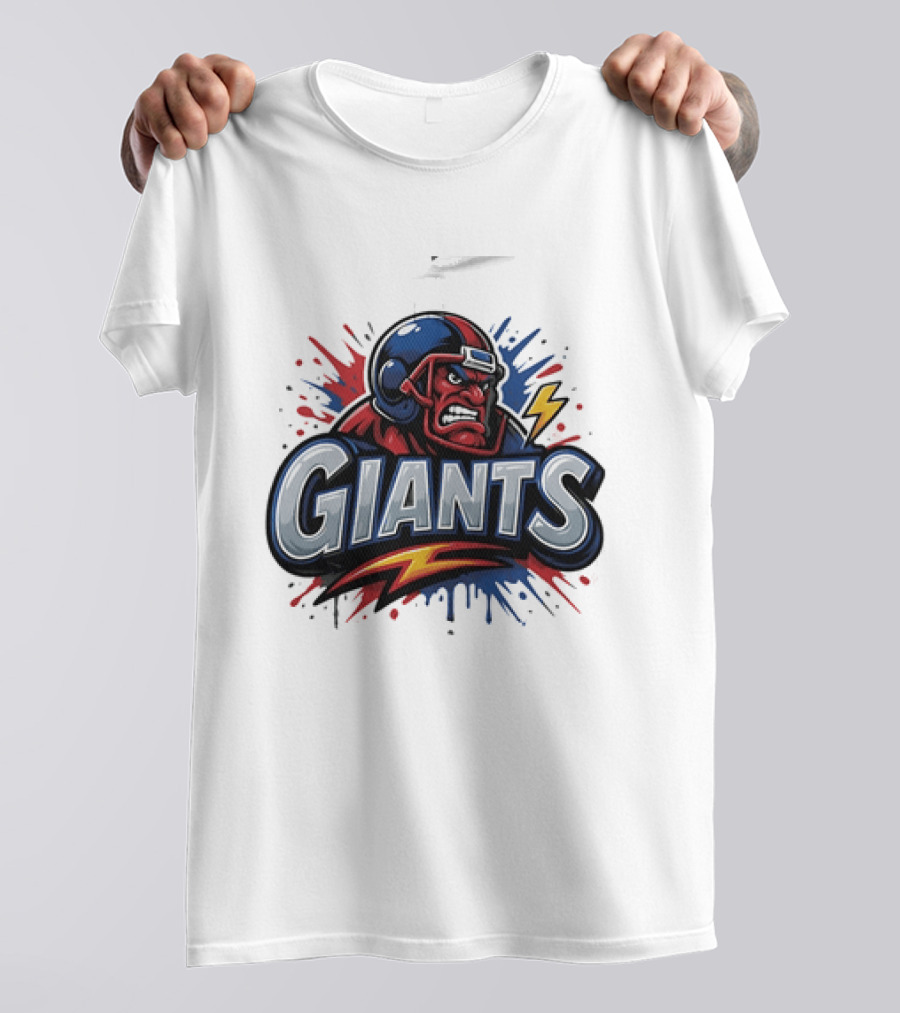 New York Giants Graffiti Style Football Helmet Lightning Bolt T-Shirt
