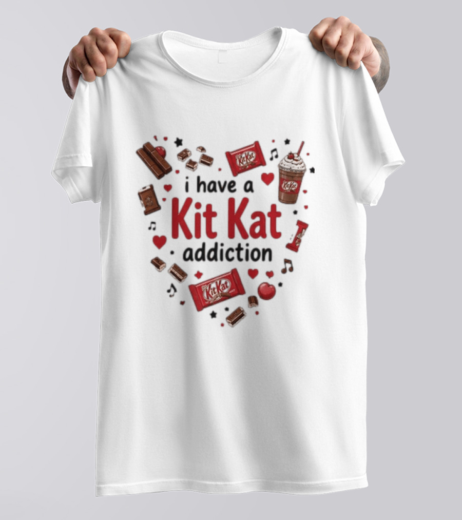 Heartbeat Love For Kit Kat Addiction Chocolate Lovers T-Shirt