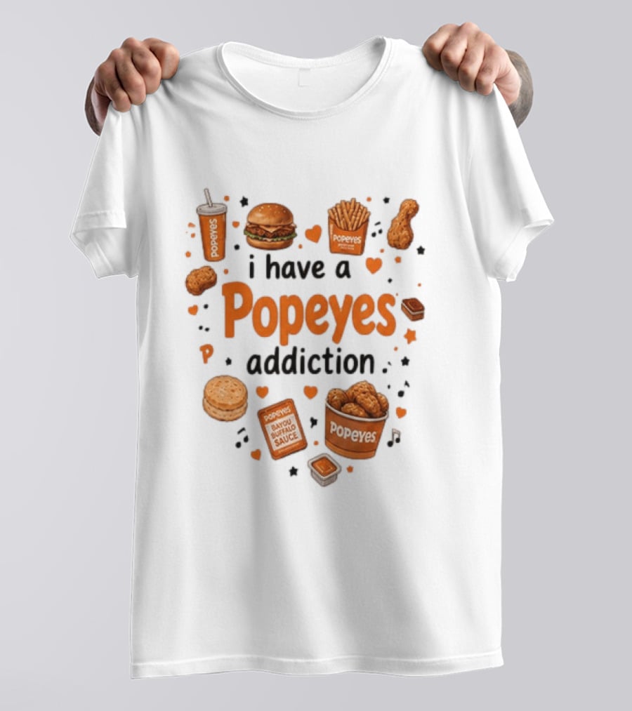Popeyes Chicken And Biscuits Addiction Heartbeat Lover With Bayou Buffalo Sauce T-Shirt