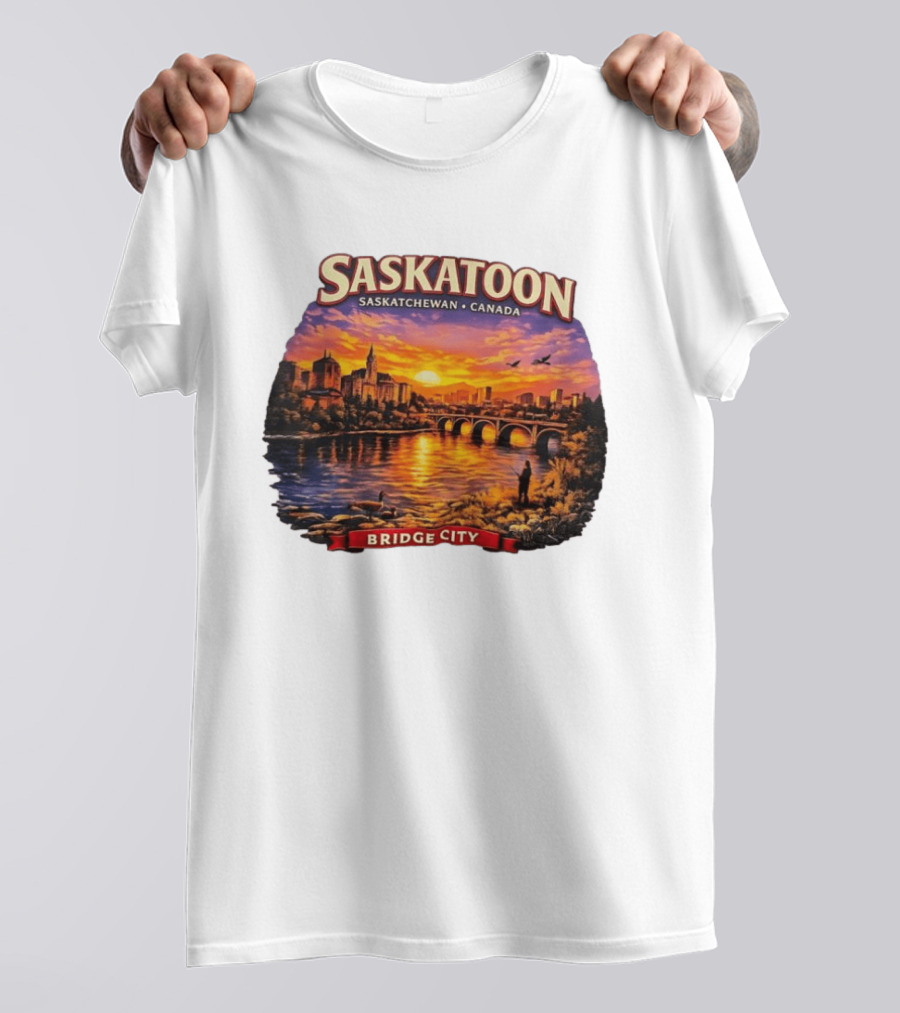Saskatoon Saskatchewan Canada Sunset Bridge City T-Shirt
