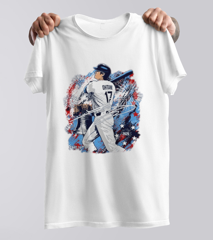 Shohei Ohtani 17 Philadelphia 2026 Liberty Bell Fireworks Stars T-Shirt
