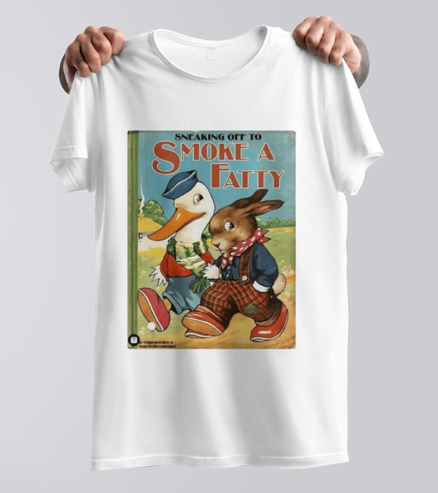 Sneaking Off To Smoke A Fatty Anthropomorphic Duck Rabbit Book Cover T-Shirt