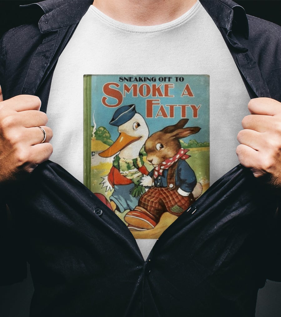 Sneaking Off To Smoke A Fatty Anthropomorphic Duck Rabbit Book Cover T-Shirt