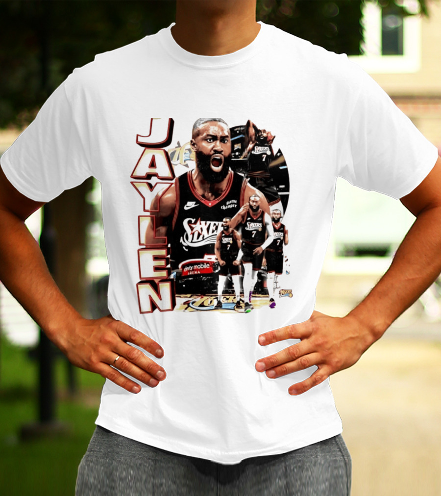 Jaylen Brown Nike 76ers Number 7 Bootleg Collage T-Shirt