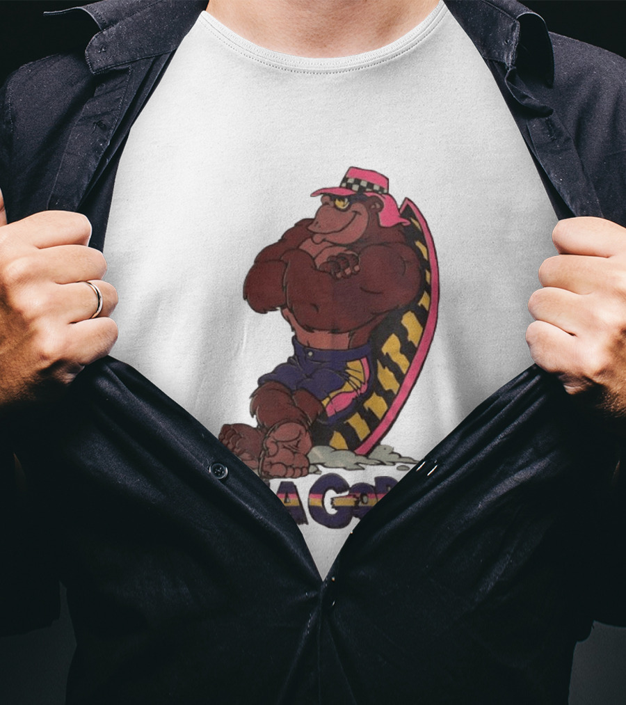 Thrilla Gorilla Town And Country Surf Checkered Hat Surfboard T-Shirt