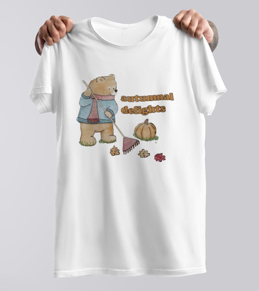 Winnie The Pooh Sorry I'm Busy Yearning For Autumnal Delights Pumpkin And Leaves T-Shirt
