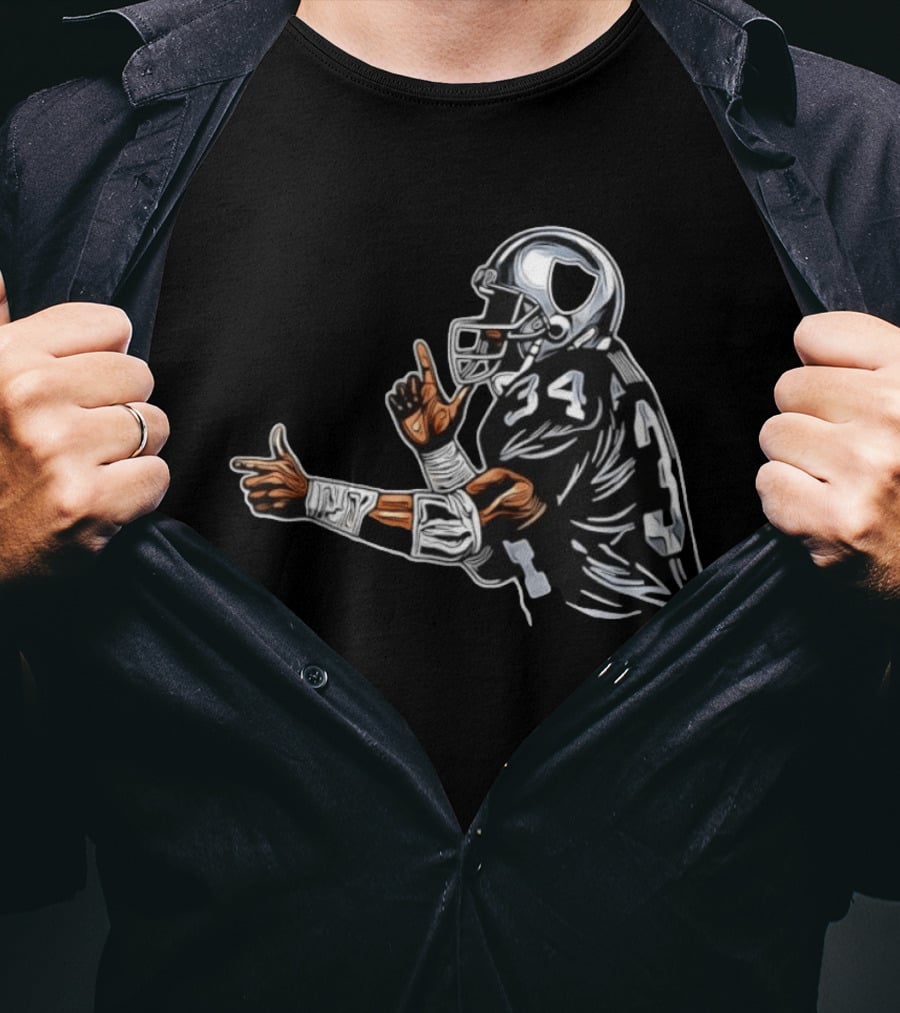 Bo Jackson 34 Las Vegas Raiders Finger Gun Celebration T-Shirt