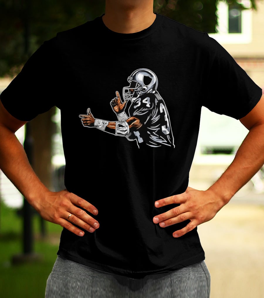 Bo Jackson 34 Las Vegas Raiders Finger Gun Celebration T-Shirt