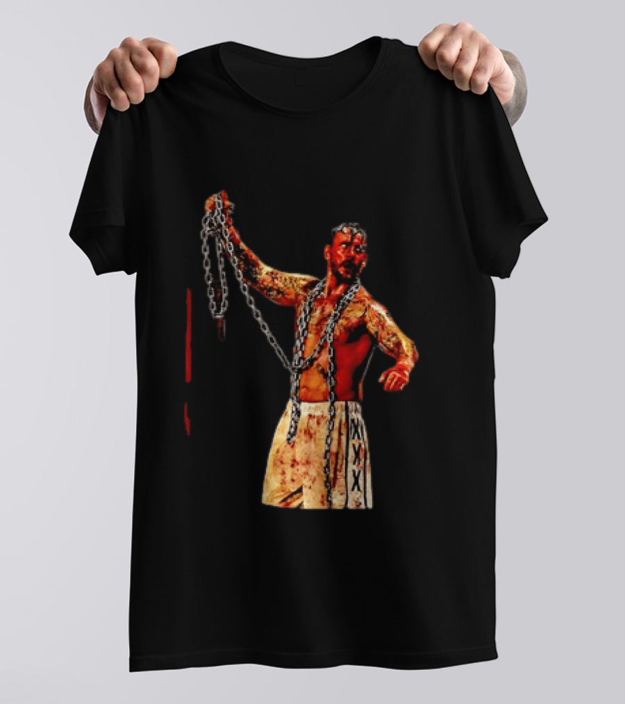 CM Punk Bloody Chain Wrestling WWE AEW Battle Attire T-Shirt