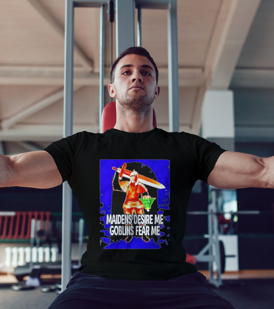 Maidens Desire Me Goblins Fear Me Knight With Yoda Head T-Shirt