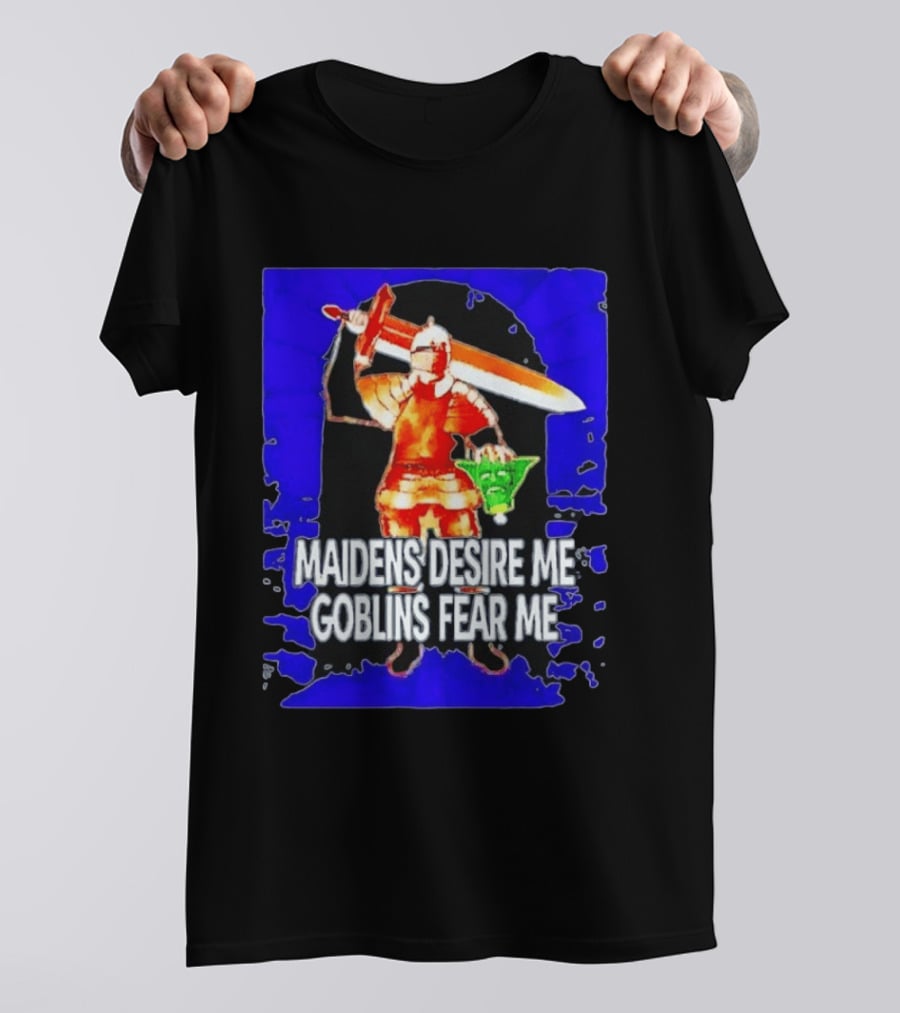 Maidens Desire Me Goblins Fear Me Knight With Yoda Head T-Shirt