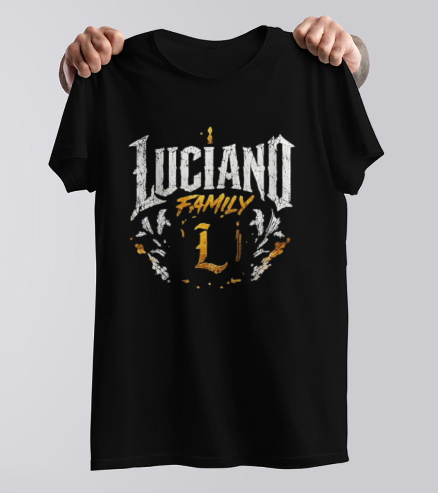 Luciano Family Gold Crown Shield L Monogram Regal T-Shirt