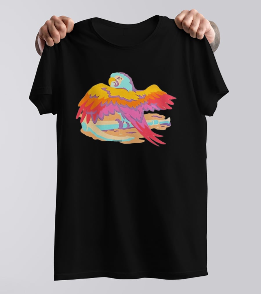 Macaw Parrot Perched On Anchor In Vibrant Tropical Beach Setting T-Shirt
