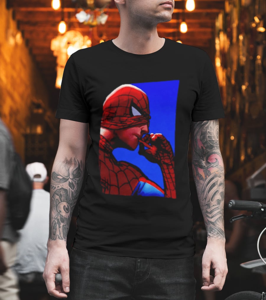 Spider Man Smoking Reaction Meme Awkward Superhero T-Shirt