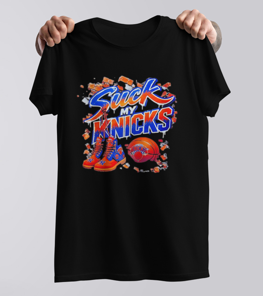 New York Knicks Suck My Knicks Basketball Boots Ice Splash T-Shirt