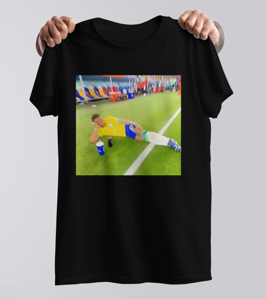 Neymar Jr Brazil Number 10 Relaxing Pitch Meme Iconic Soccer Moment T-Shirt