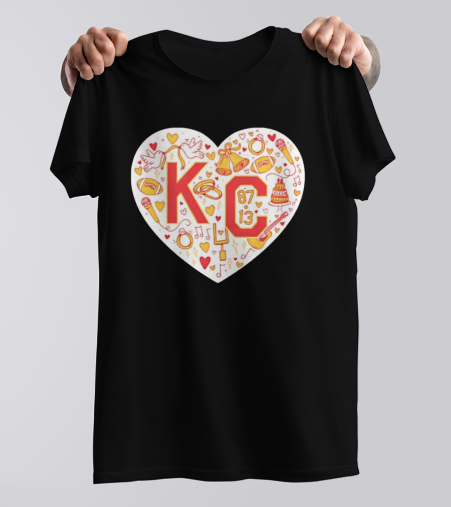 Travis Kelce Taylor KC 87 13 Kansas City Chiefs Football Love Heart T-Shirt