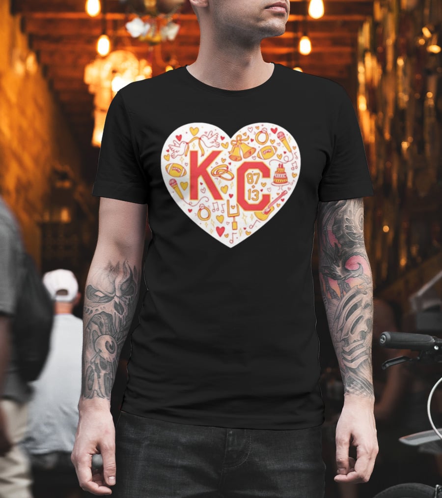 Travis Kelce Taylor KC 87 13 Kansas City Chiefs Football Love Heart T-Shirt