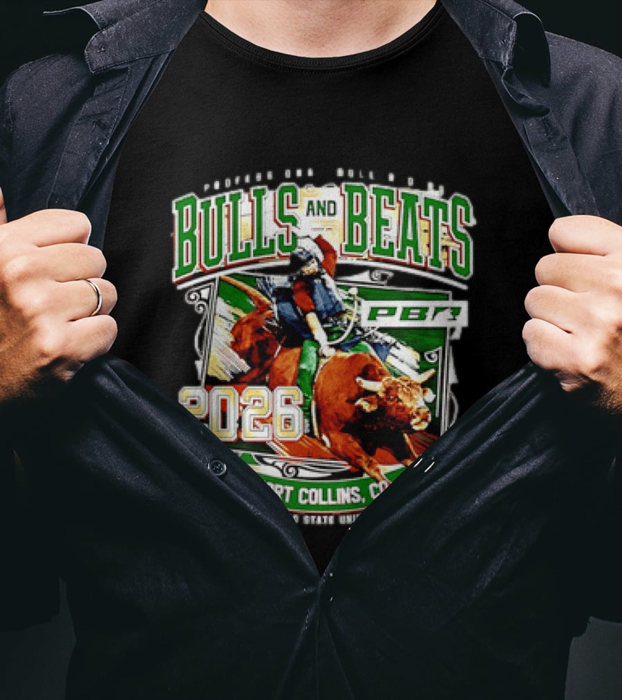 Professional Bull Riders Bulls And Beats 2026 Fort Collins Colorado State University PBR T-Shirt