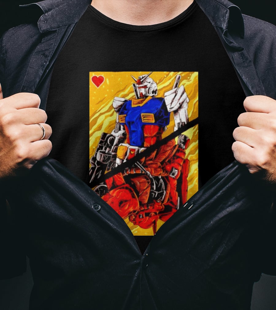 RX 78 2 Gundam Mobile Suit King Of Hearts Playing Card T-Shirt