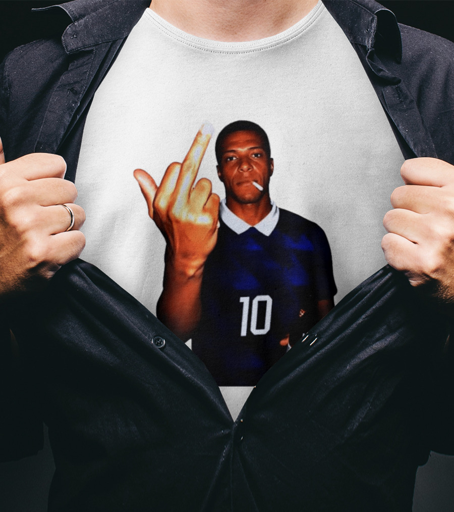 Kylian Mbappe Number 10 Edgy Gesture With Cigarette And Drink T-Shirt