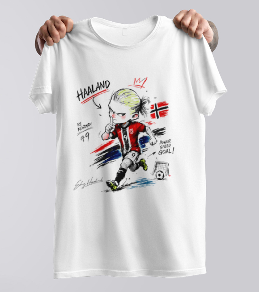 Haaland No 9 Norway Flag Power Speed Goal Scandinavian Soccer T-Shirt