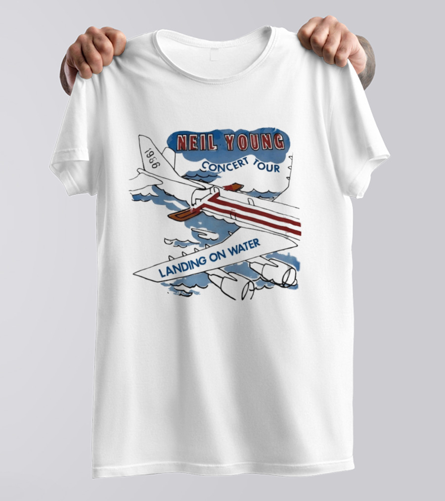 Neil Young 1986 Concert Tour Landing On Water T-Shirt