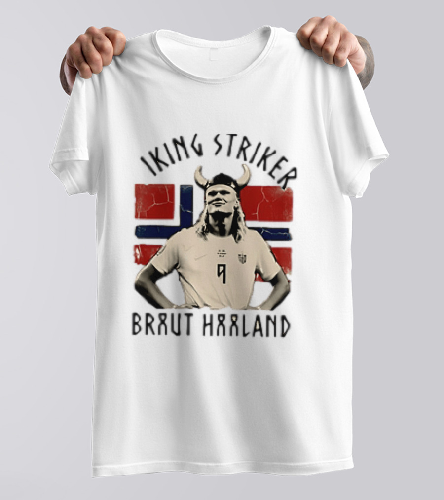 Braut Haaland Viking Striker Norway Flag T-Shirt