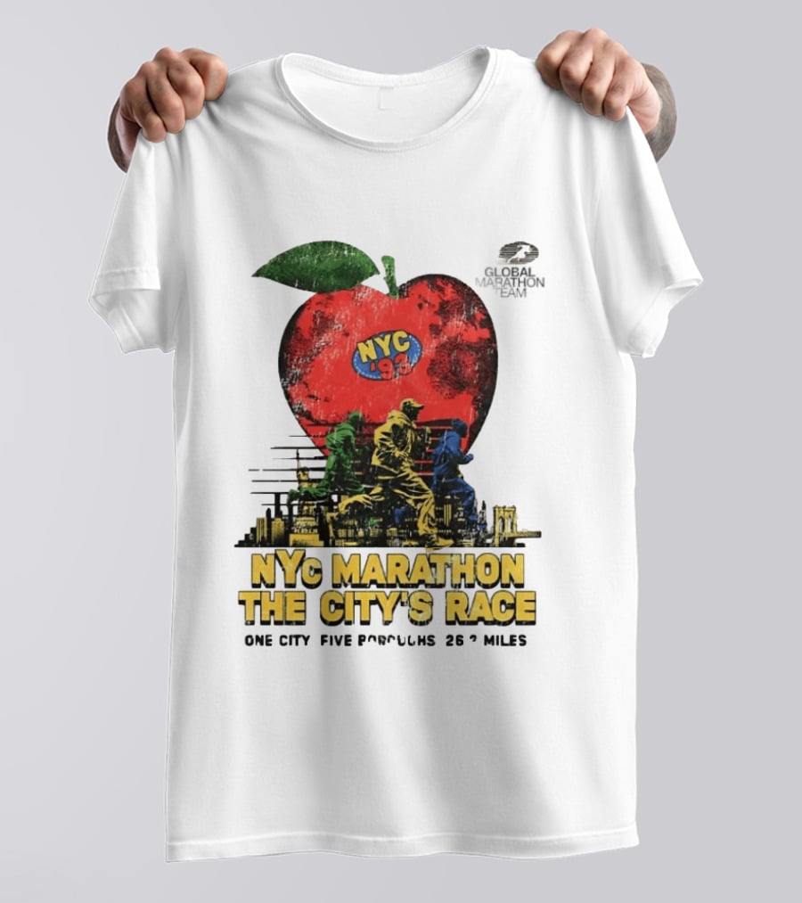 NYC Marathon 93 Global Team The Citys Race One City Five Boroughs 26 Miles T-Shirt