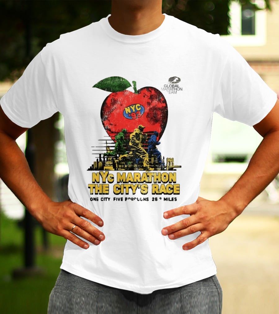 NYC Marathon 93 Global Team The Citys Race One City Five Boroughs 26 Miles T-Shirt
