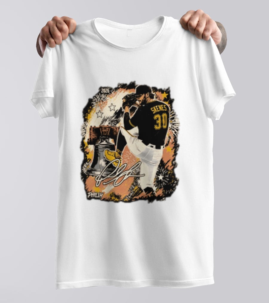 Pittsburgh Pirates Paul Skenes 30 MLB Players All Star Philly Collaboration Liberty Bell Fireworks T-Shirt