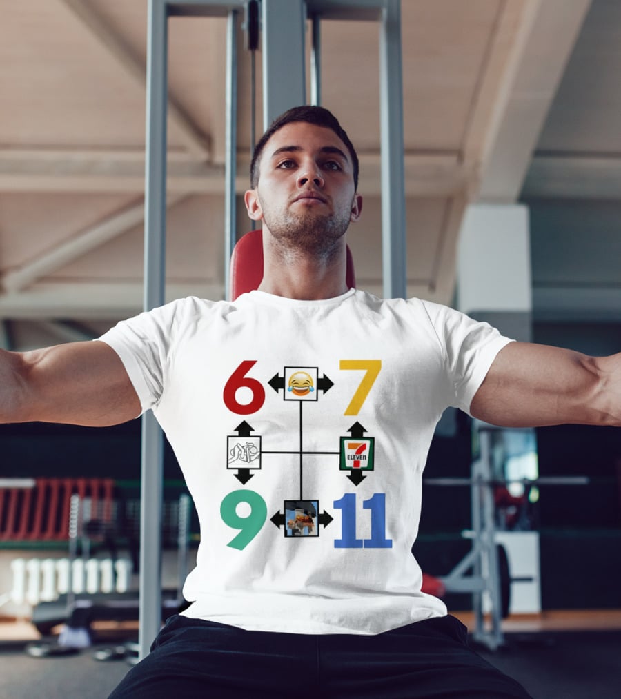 Six Seven 6 7 9 11 Emoji Wojak Meme Diagram Edgy Dark Humor T-Shirt